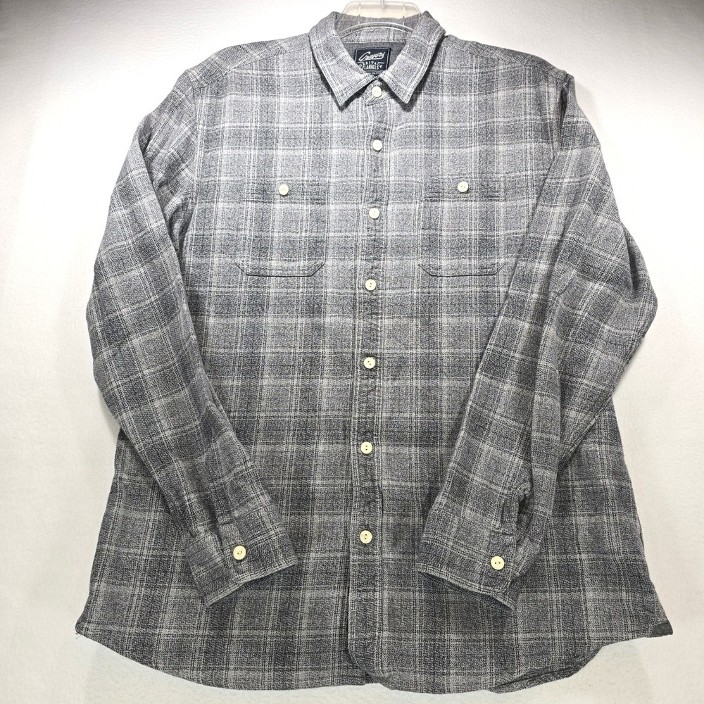 Grayers Heritage Flannels Mens XL Grey Plaid 100% Cotton Button Down Shirt